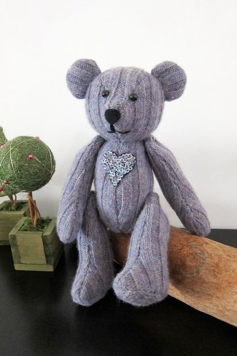 Handmade dolls ─ Purple Teddy Bear - Stuffed Dolls & Figurines - Other Materials 