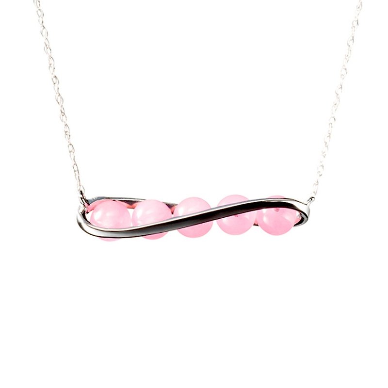 14k Pink Chalcedony Necklace, Pink Watermelon Quartz Pendant, Pink Stone Pendant - สร้อยคอทรง Collar - เครื่องประดับ สึชมพู