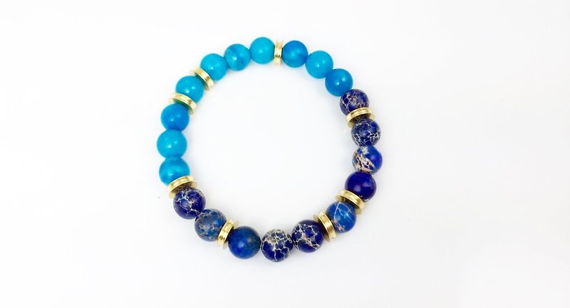 「瑪瑙 x 帝王石」 - 手鍊/手鐲 - 其他材質 藍色