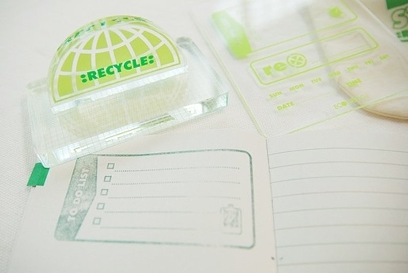 韓國 【Ecobridge】 創意印章 日記計畫框  STAMP〈Recycle day〉 預購 - ตราปั๊ม/สแตมป์/หมึก - พลาสติก สีเขียว