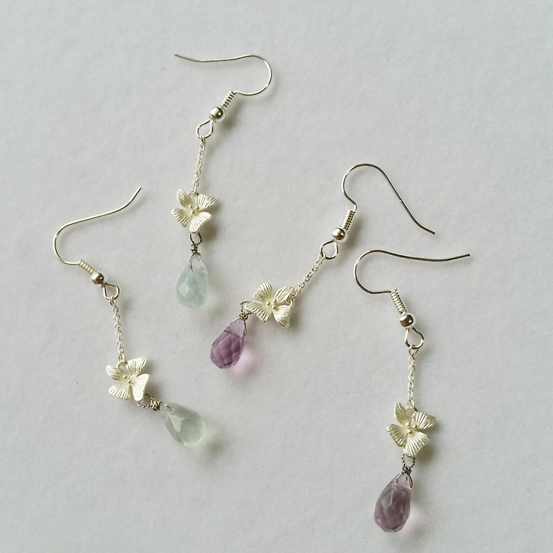 Orchid long section firefly Stone Drop Earrings - Earrings & Clip-ons - Gemstone Multicolor