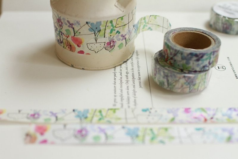 fion stewart Nippon and paper tape -03 floral stalk - Washi Tape - Paper Pink