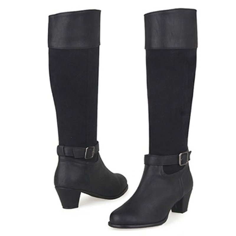 【Korean brand】SPUR Belted boots EF8084 BLACK - Women's Boots - Genuine Leather Black