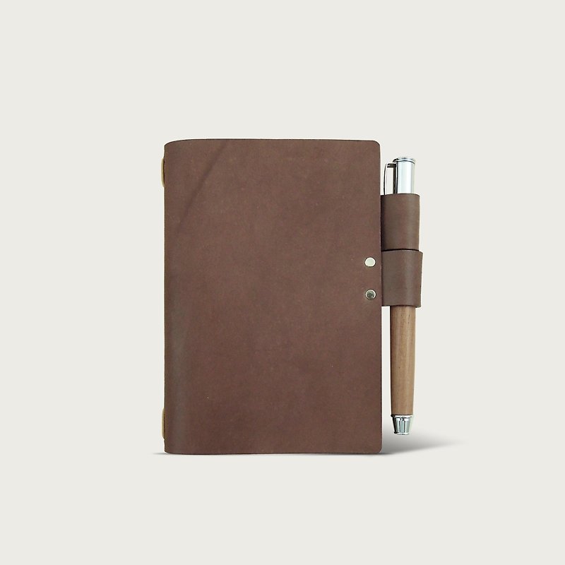 N3 mini notebook leather case - dark brown - Notebooks & Journals - Genuine Leather Brown