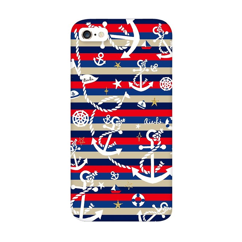 Red and blue striped anchor - Phone Cases - Other Materials Blue