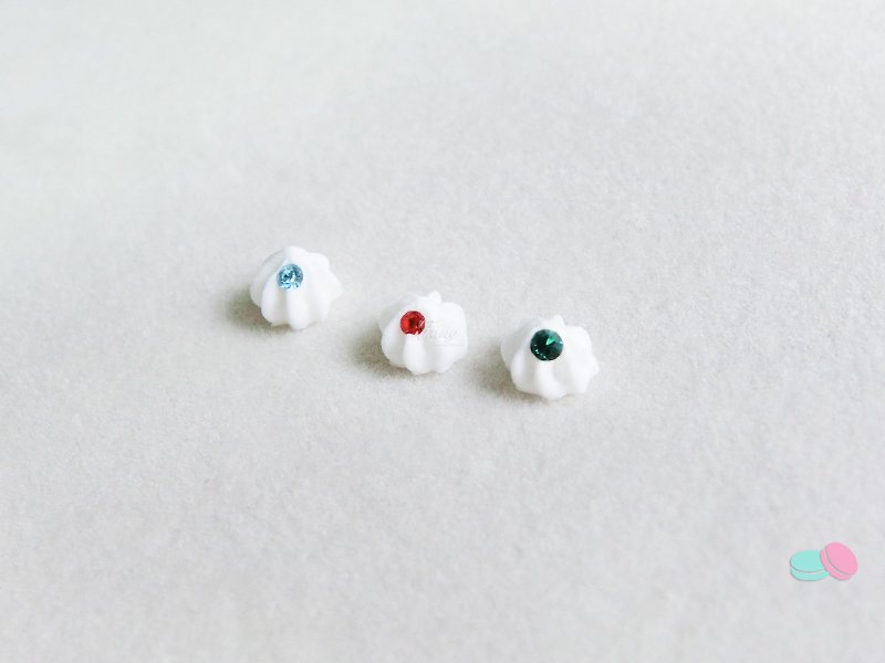 ❖FANG y Cream Cream Earrings with Small Drill - Add to Cart - Earrings & Clip-ons - Gemstone Multicolor