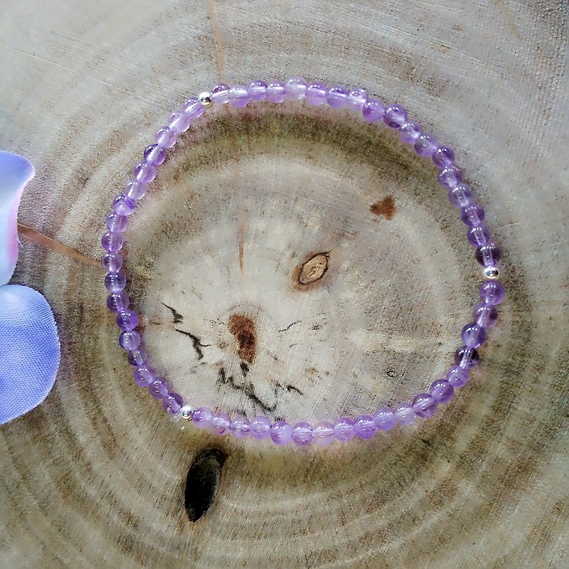 -Natural semi- Gemstone-Lucky Stone series-Amethyst sterling silver bracelet - Bracelets - Gemstone Purple