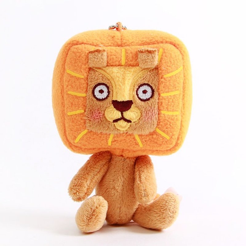 四角い頭のライオンの綿毛人形 - 人形・フィギュア - ポリエステル オレンジ