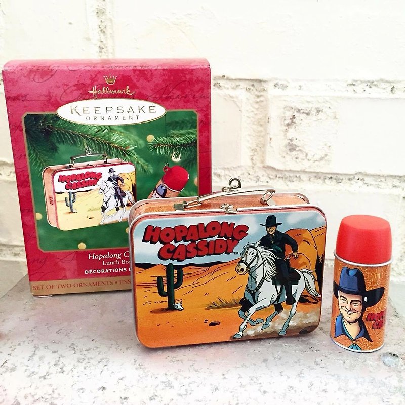 Early American Hallmark retro cowboy Lunch box 2000 edition / Christmas Accessories / Christmas / small toy collection - ของวางตกแต่ง - โลหะ 