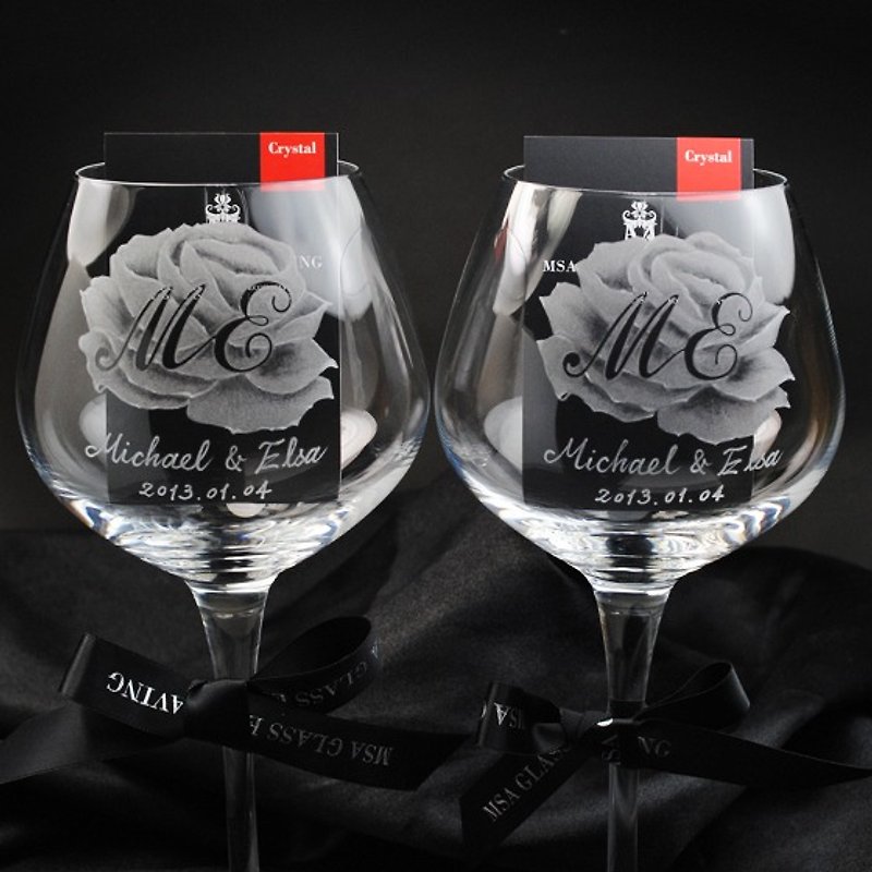 (One pair price) 600cc [] Crystal Rose wedding on the Italian Cup Bormioli Rocco Series Burgundy wine wedding gift - Bar Glasses & Drinkware - Glass Black