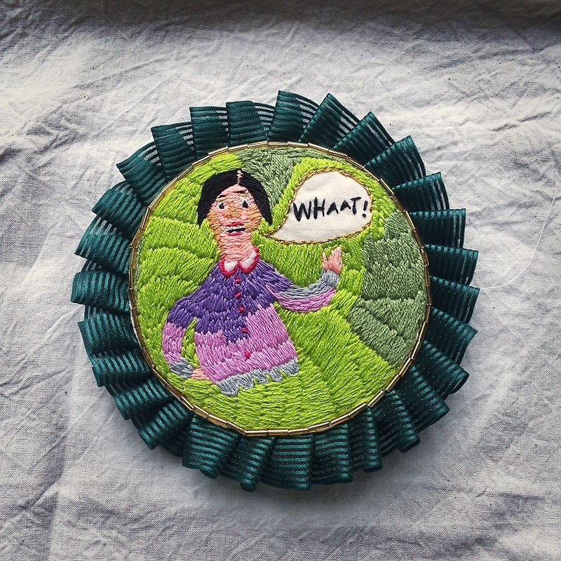 A gift for yourself-[ribbon medal] no.3 (American medal embroidery pin) - เข็มกลัด - วัสดุอื่นๆ สีเขียว