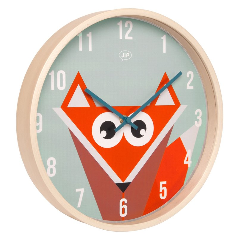 JIP Wall clock Geo Forest Fox wood fox wooden wall clock - นาฬิกา - ไม้ สีน้ำเงิน