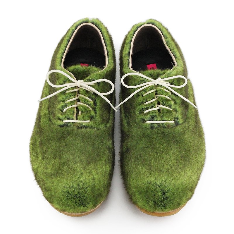 MANCE M1127A Green Fur Shearling sneakers - 男款牛津鞋 - 聚酯纖維 綠色