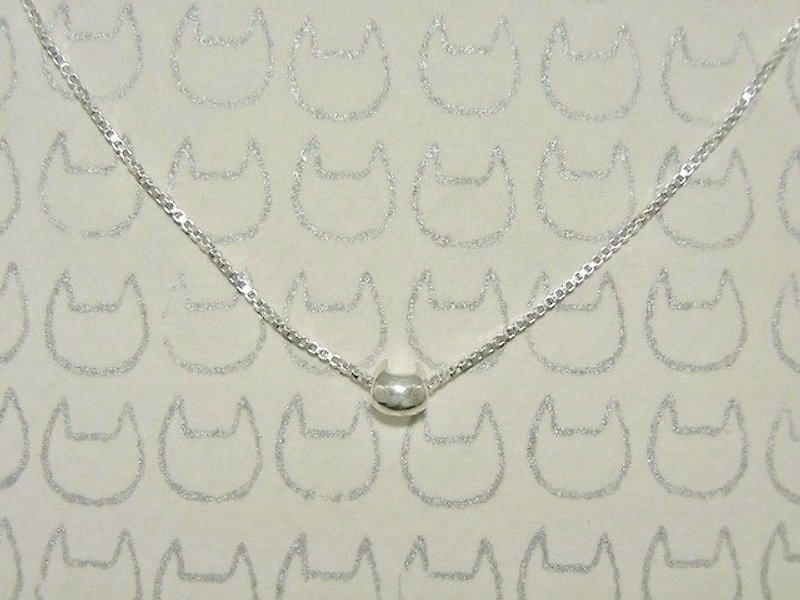 miaow icon necklace ( cat silver necklace 貓 猫 銀 银 項鍊 颈链 ) - สร้อยคอ - เงินแท้ สีเงิน
