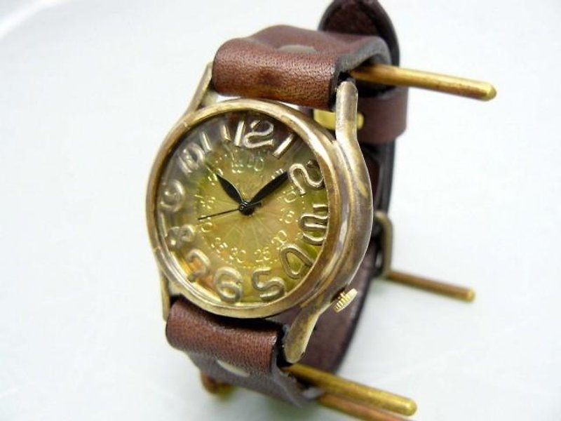 On Time3-B  手作り時計 HandCraftWatch  Mens Brass32mm フローティングインデックス (355 焼/BR) - 腕時計 - 銅・真鍮 ゴールド