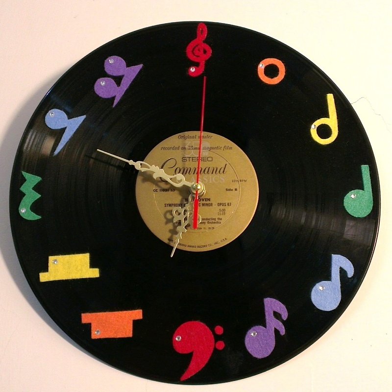 Vinyl Record Clock - Music Instrumental Hand Retro Vinyl Record Japanese Seiko SKP Clock Movement Wall Clock Hands Customized Customized - Mithra Bear - นาฬิกา - พลาสติก หลากหลายสี