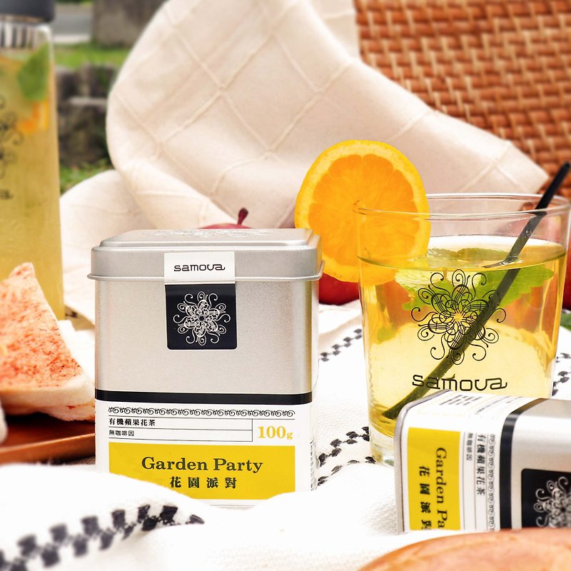【Tea Tin Original Leaf Tinplate】Apple Blossom Tea Garden Party 20-100g - Tea - Fresh Ingredients Yellow