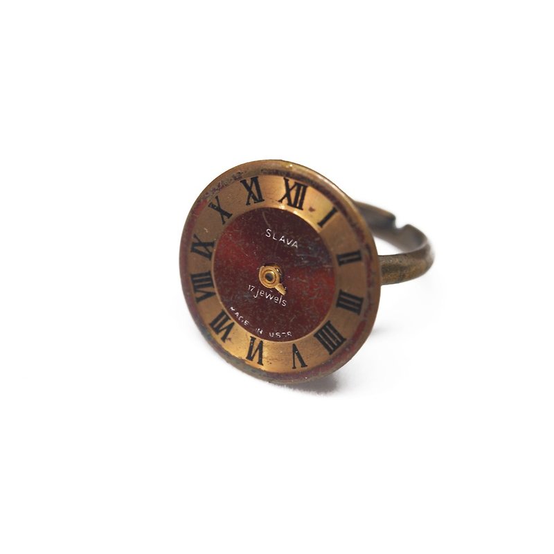 スチームパンクスチームパンクスタイルの時計ダイヤルコーヒー - リング - 金属 レッド