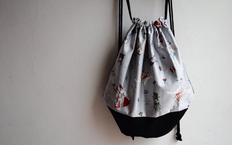 Alice illustration ZoeL * * back pouch. Zakka gray models * MIT (original pattern) - กระเป๋าหูรูด - วัสดุอื่นๆ สีเทา