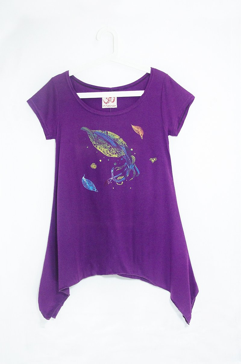 / Valentines Day gift / Women feel umbrella Long Blouse - Marine bioluminescent squid pulling through (the only remaining one) - Women's Tops - Other Materials Purple