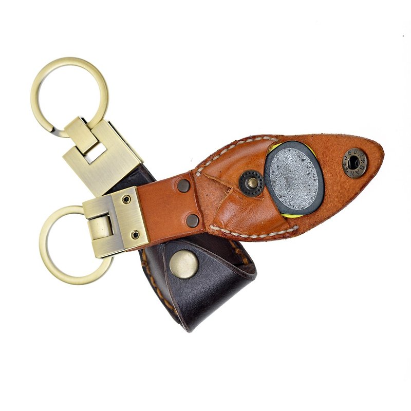 【DOZI leather hand】 guitar pick key bag, pick key ring, pick clip, pike 錀 key ring, guitar shrapnel. Leather for dyeing production, free color. - Other - Genuine Leather Brown