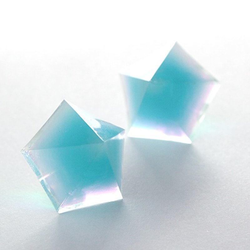 Pentagon earrings (blue kudzu) - Earrings & Clip-ons - Other Materials Blue