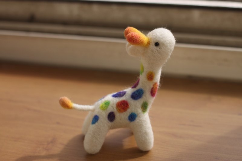 Q version rainbow giraffe necklace (can also be used as a charm) customized - ตุ๊กตา - ขนแกะ หลากหลายสี