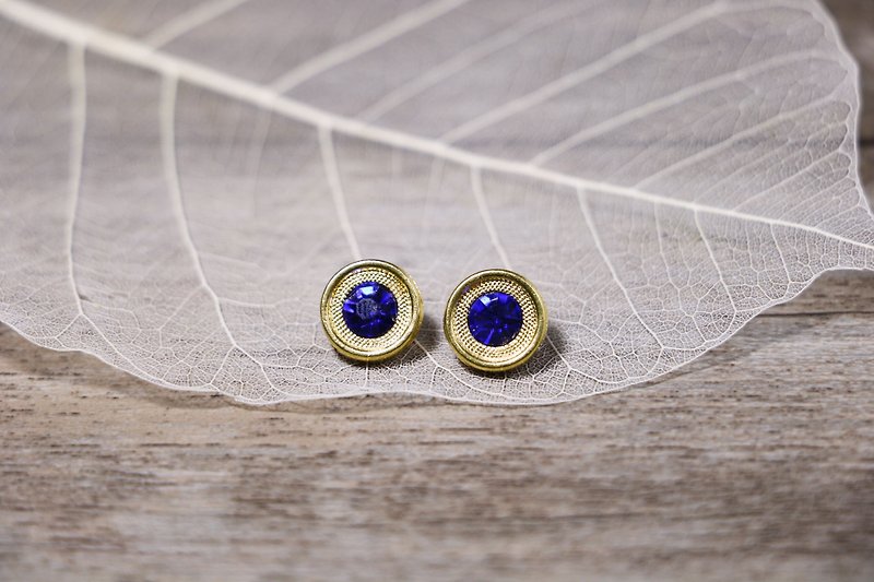 Handmade earrings ♁ Blue Diamond - Earrings & Clip-ons - Other Metals Gold