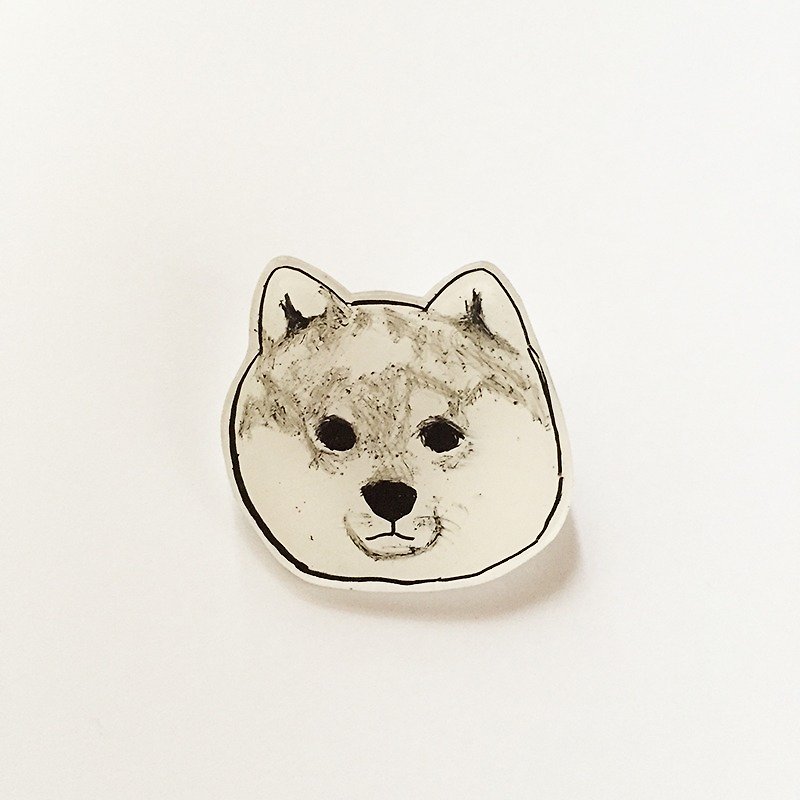 Brooch pin / Shiba Inu - Brooches - Plastic White