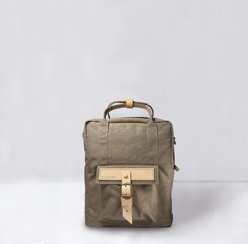 Gee [small] DYDASH x 3way hand bag / oblique shoulder / backpacks (small engraved light khaki) - กระเป๋าเป้สะพายหลัง - หนังแท้ หลากหลายสี