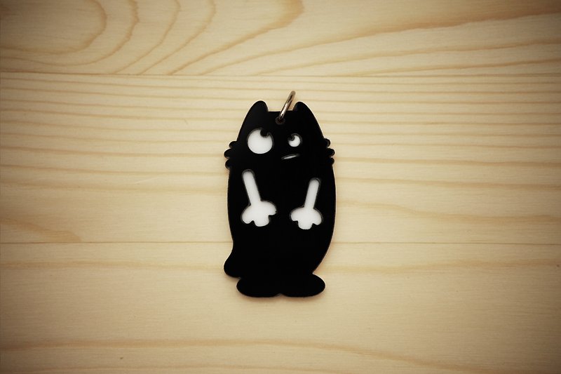 [Peej] kitten, fish silly you could not tell ‧ necklace / keychain / Charm - Keychains - Acrylic Black