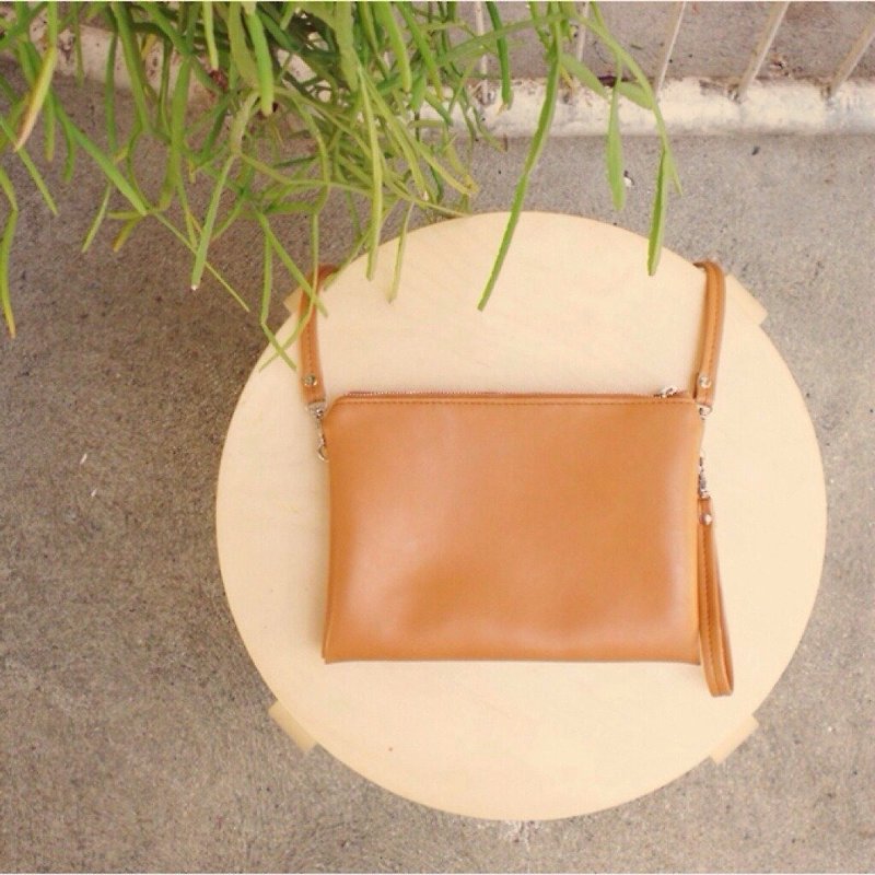 Sandwich crossbody clutch - Tan - Messenger Bags & Sling Bags - Acrylic Brown
