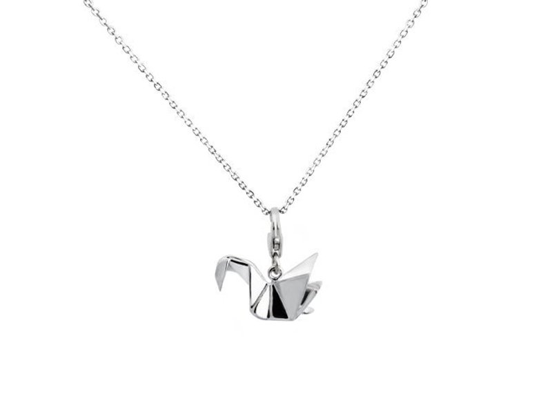 童話摺紙 天鵝圓舞曲純銀項鍊 - 項鍊 - 其他金屬 灰色