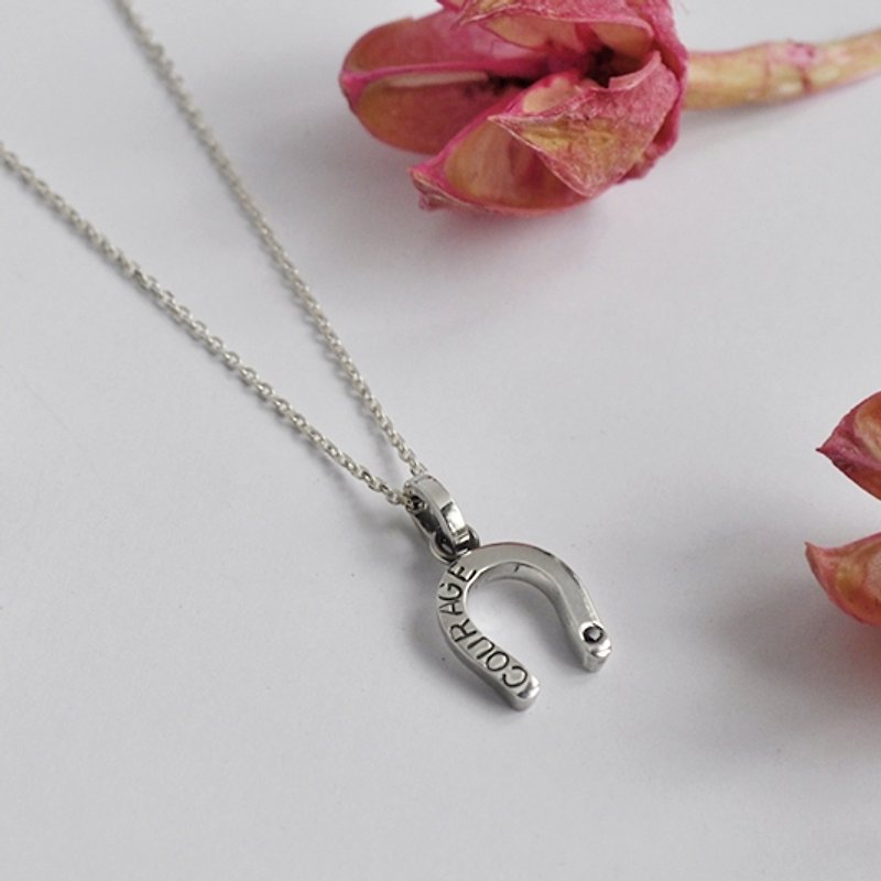 Courage Horseshoe Necklace Sterling Silver - Necklaces - Sterling Silver Silver