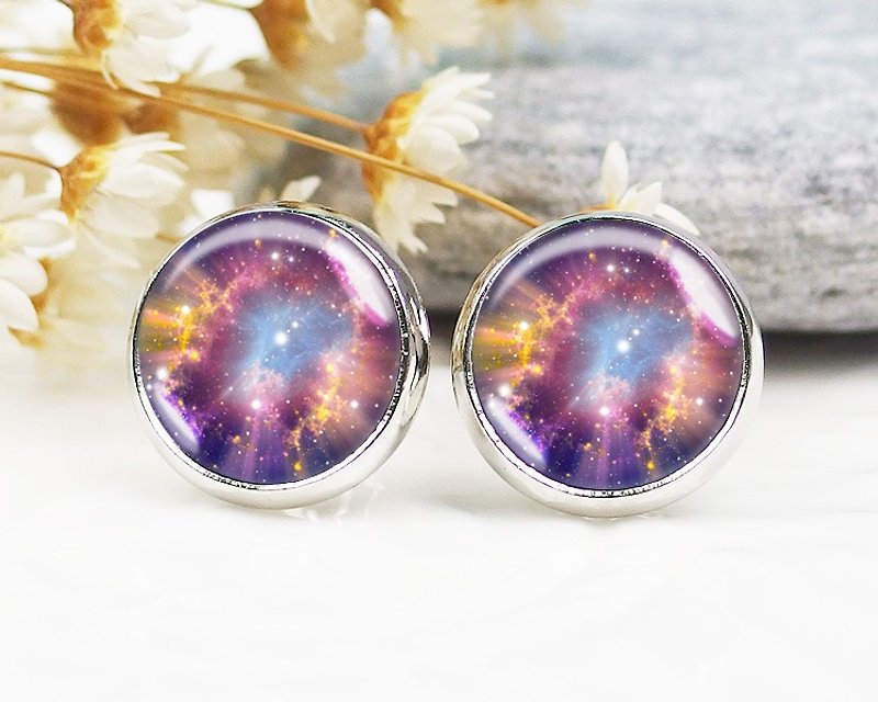 Galaxy-clip-on earrings︱ear acupuncture earrings︱small face modification fashion accessories︱birthday gift - Earrings & Clip-ons - Other Metals Multicolor