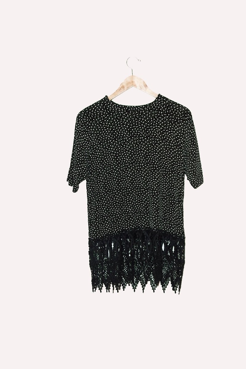 Chamaru and the cat♫~Black woven long top - Women's Tops - Other Materials Black