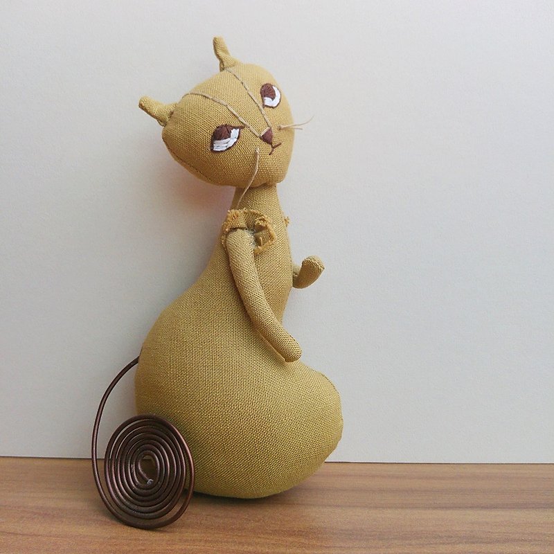Mustard Cat - Stuffed Dolls & Figurines - Cotton & Hemp Green