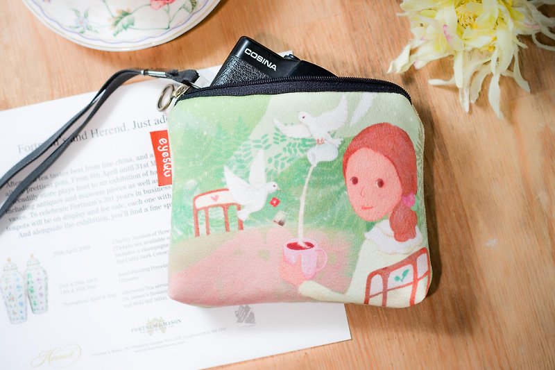 Tea Time / Illustration Universal Bag-Medium (LOMO camera bag, cosmetic bag) - Toiletry Bags & Pouches - Other Materials Green
