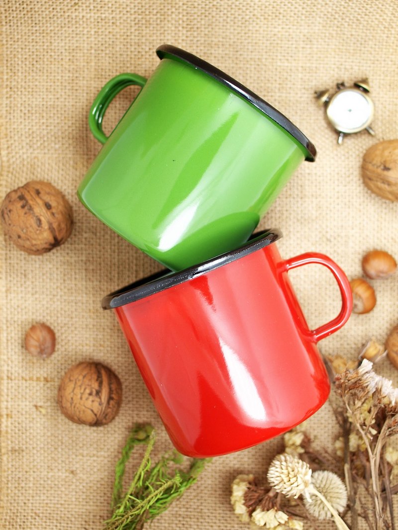 Poland SILESIA RYBNIK with red and green enamel cup - Teapots & Teacups - Paper Multicolor