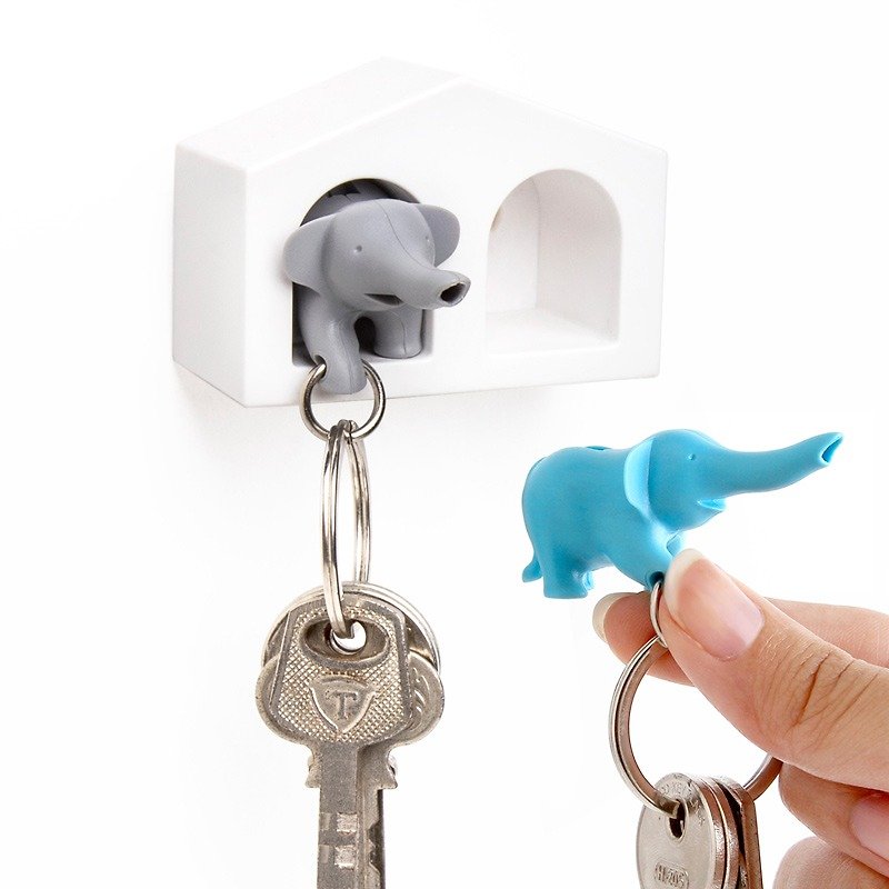 QUALY Elephant Partner Whistle Key Ring - Keychains - Plastic Blue