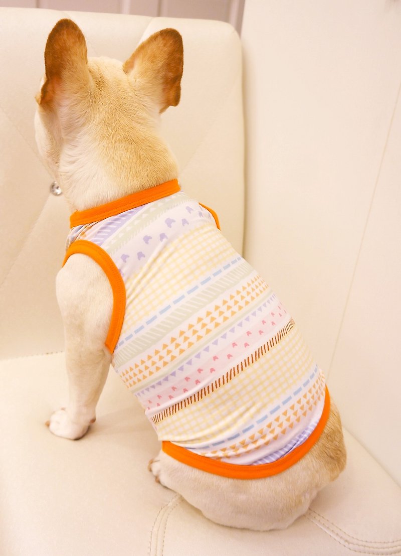 (售完)抗UV機能涼感寵物衣-北歐線條 - 寵物衣服 - 其他材質 橘色