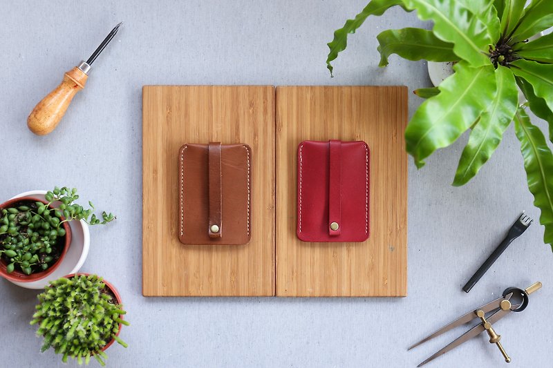 Shekinah Handmade Leather-Textured Key Card Holder - Keychains - Genuine Leather Brown
