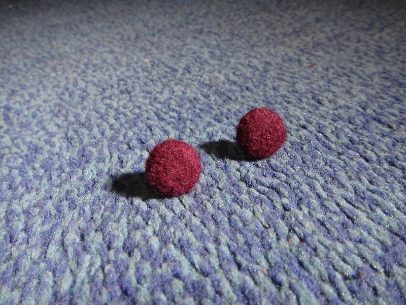 Autumn and winter purple _ cloth button earrings C22BT / UZ82 - Earrings & Clip-ons - Cotton & Hemp Purple