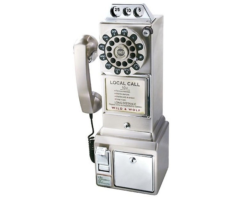 SUSS-英國進口1950年美式三投幣孔復古電話/壁掛工業風-銀色現貨免運 - 其他 - 塑膠 灰色