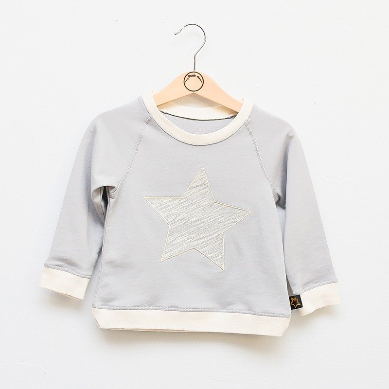 my little star organic cotton T-shirt (gray) - อื่นๆ - ผ้าฝ้าย/ผ้าลินิน สีเทา