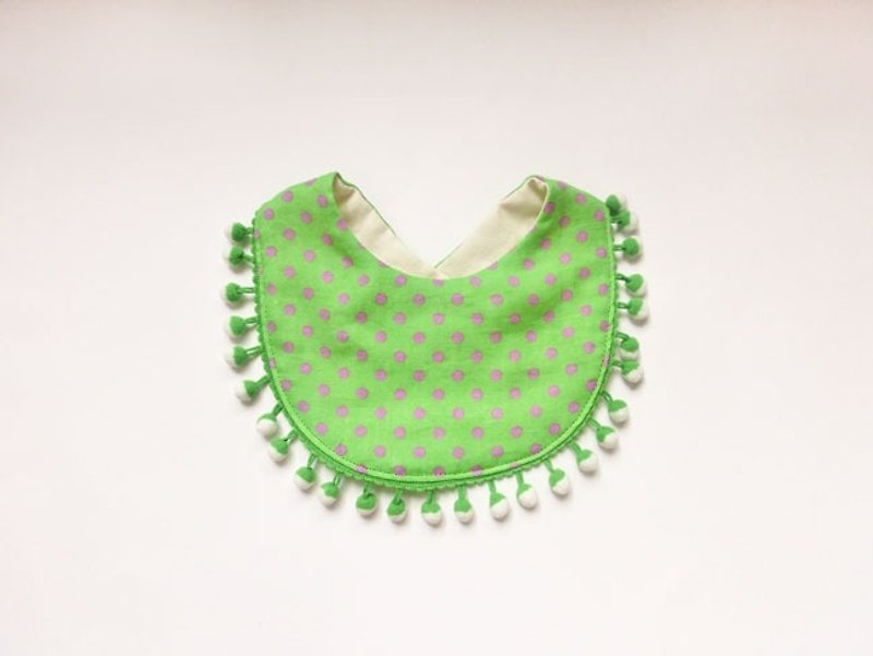 Gauge Cotton Bib / Apple Green Dots - ผ้ากันเปื้อน - ผ้าฝ้าย/ผ้าลินิน สีเขียว