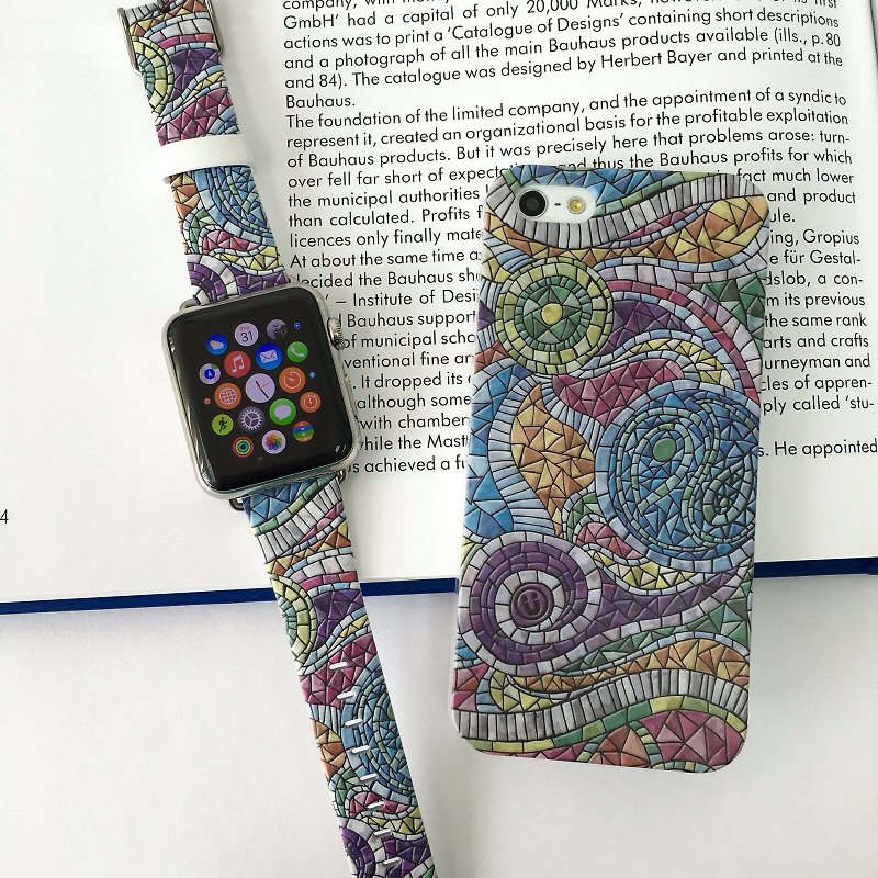 【ギフト包装】Apple Watch Series 1 and Series 2 - カラーモザイク柄ソフト/ハードケース + Apple Watch ストラップバンド - その他 - プラスチック 