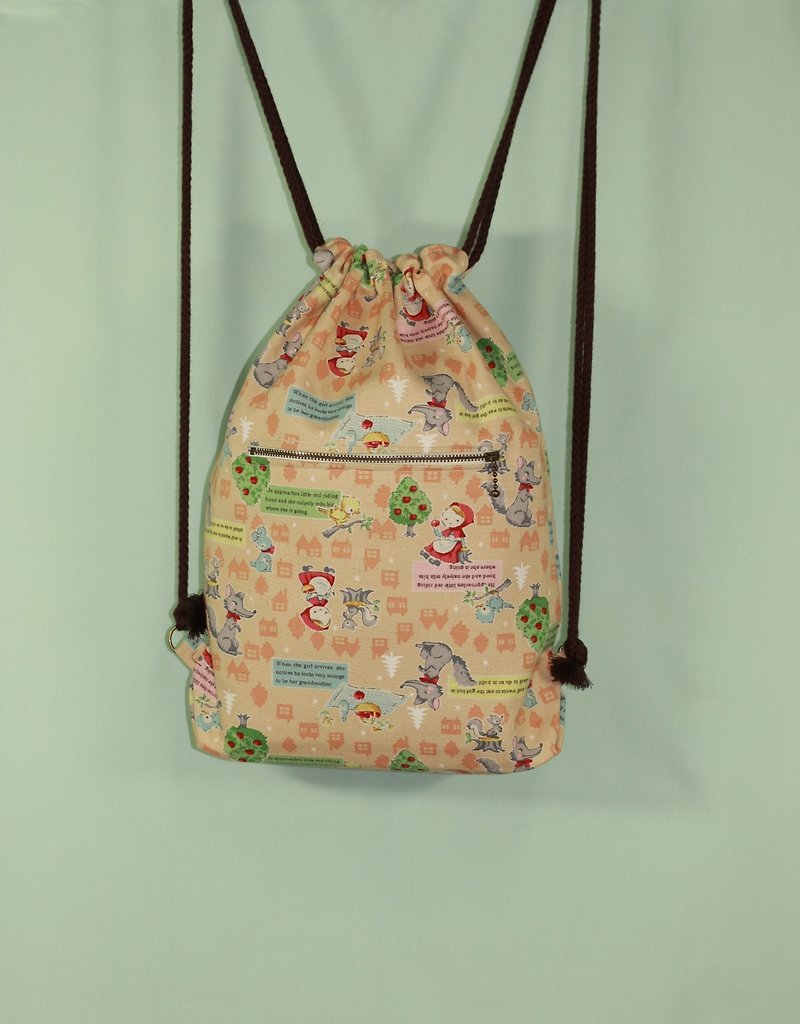 Cotton & Hemp Drawstring Bags Multicolor - Fairy Little Red Riding Hood's Backpack