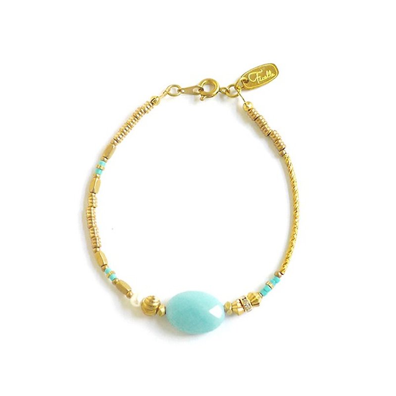 Ficelle | handmade brass natural stone bracelet | 【Tianhe Stone】 Carnival Broadway - Bracelets - Gemstone Green