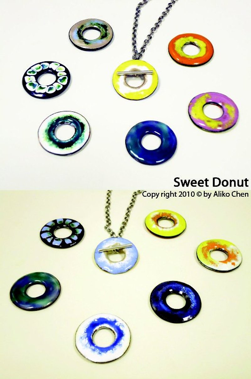 [Sweet Circle] donut-sided enamel necklace classic designer brand merchandise - สร้อยคอ - โลหะ สีเหลือง